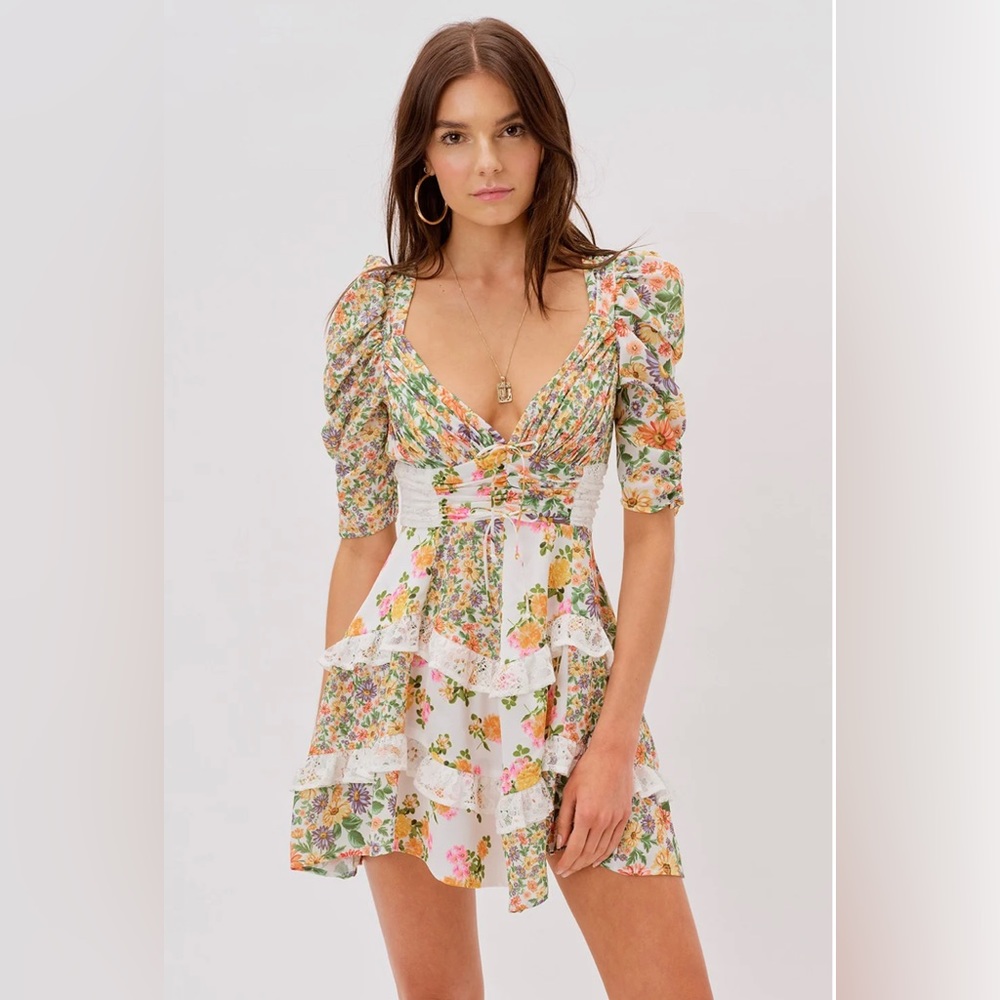FOR LOVE & LEMONS ROSALYN MINI DRESS - MARIGOLD